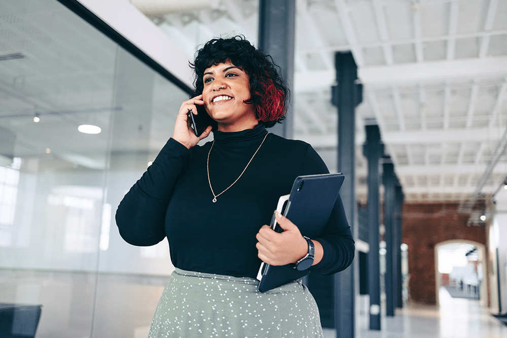 Employee using listening skills at work