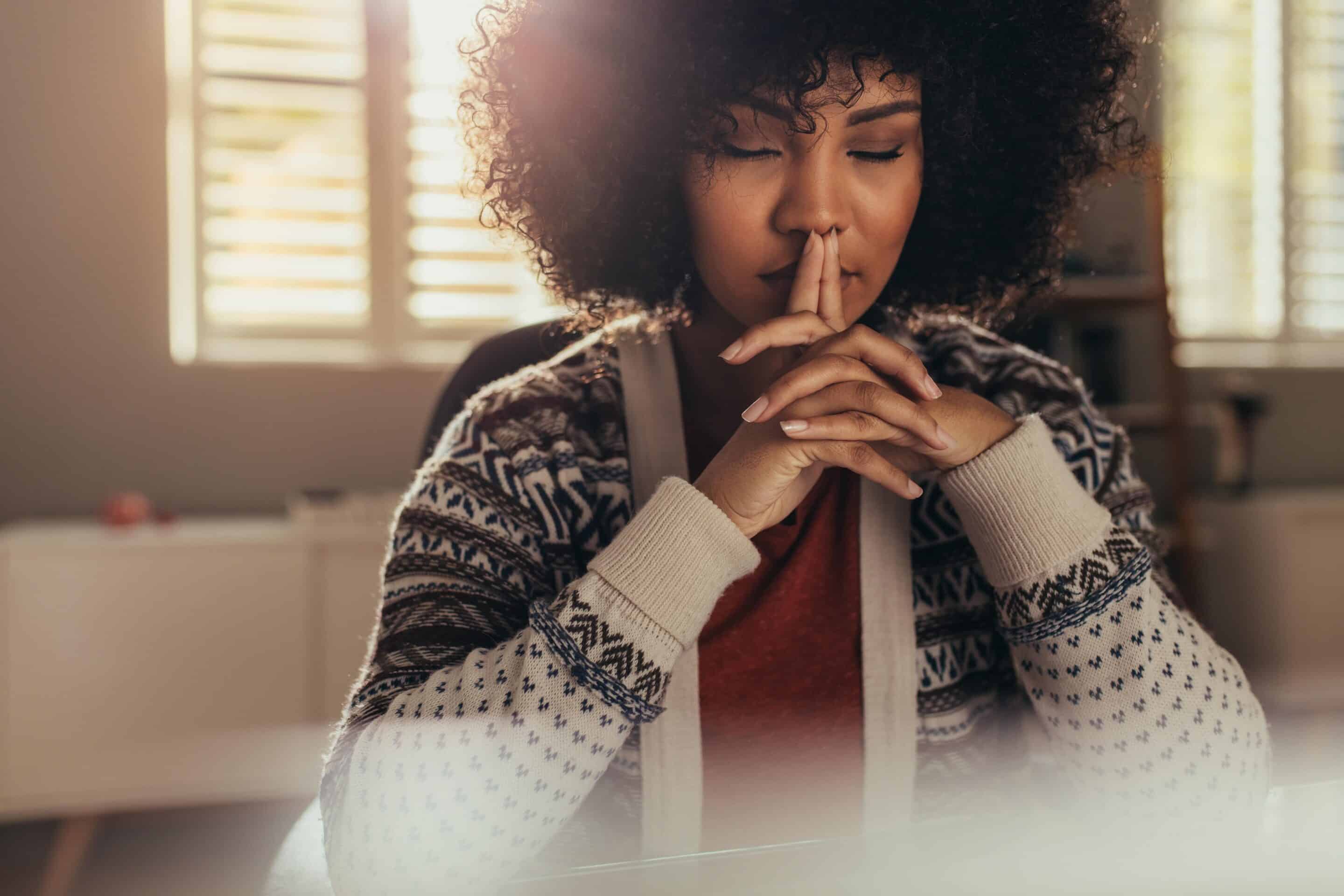 Woman practising mindfulness