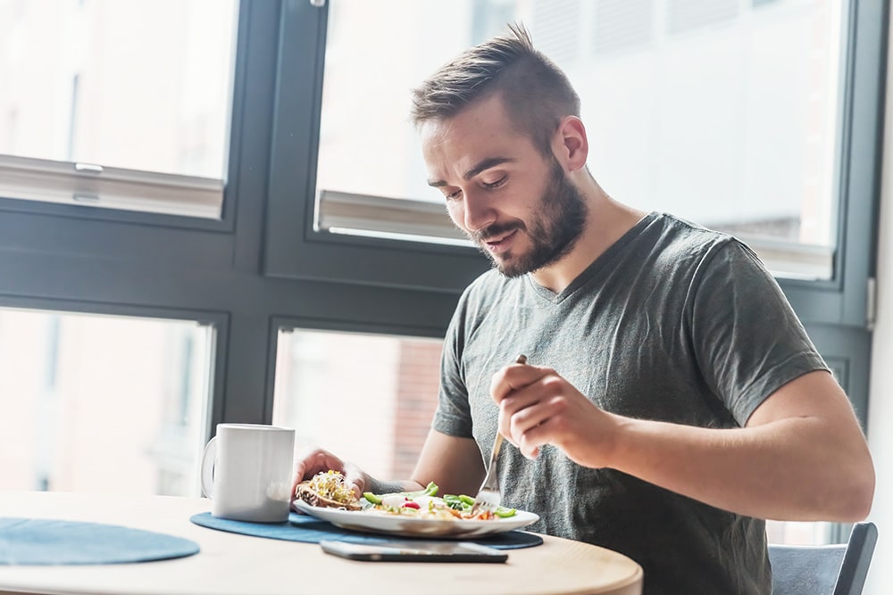 Person eating healthy meal